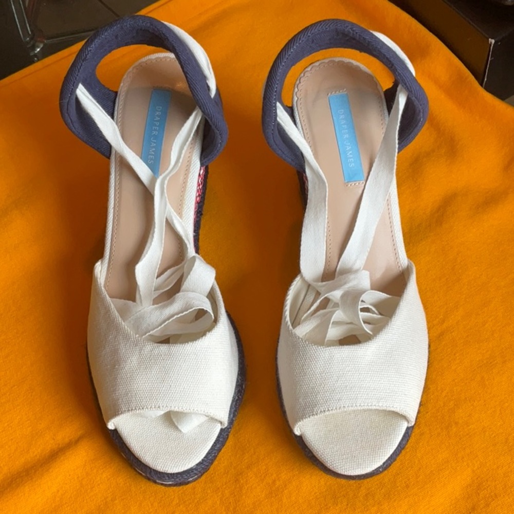 Draper James White/Blue/Red Lace Up Espadrilles Size 10, NWT - Picture 4 of 13